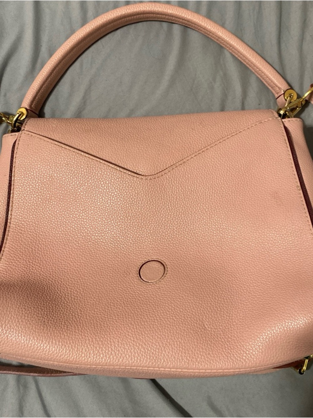 Louis Vuitton Rose Ballerine Leather and Monogram Coated Canvas Double V Bag - Picture 7 of 10